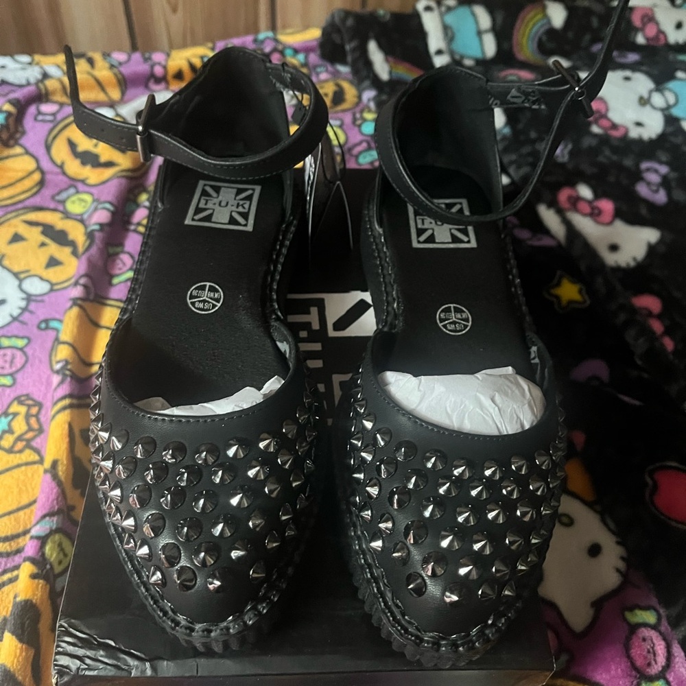 T.U.K Black Sandals with Silver Studs